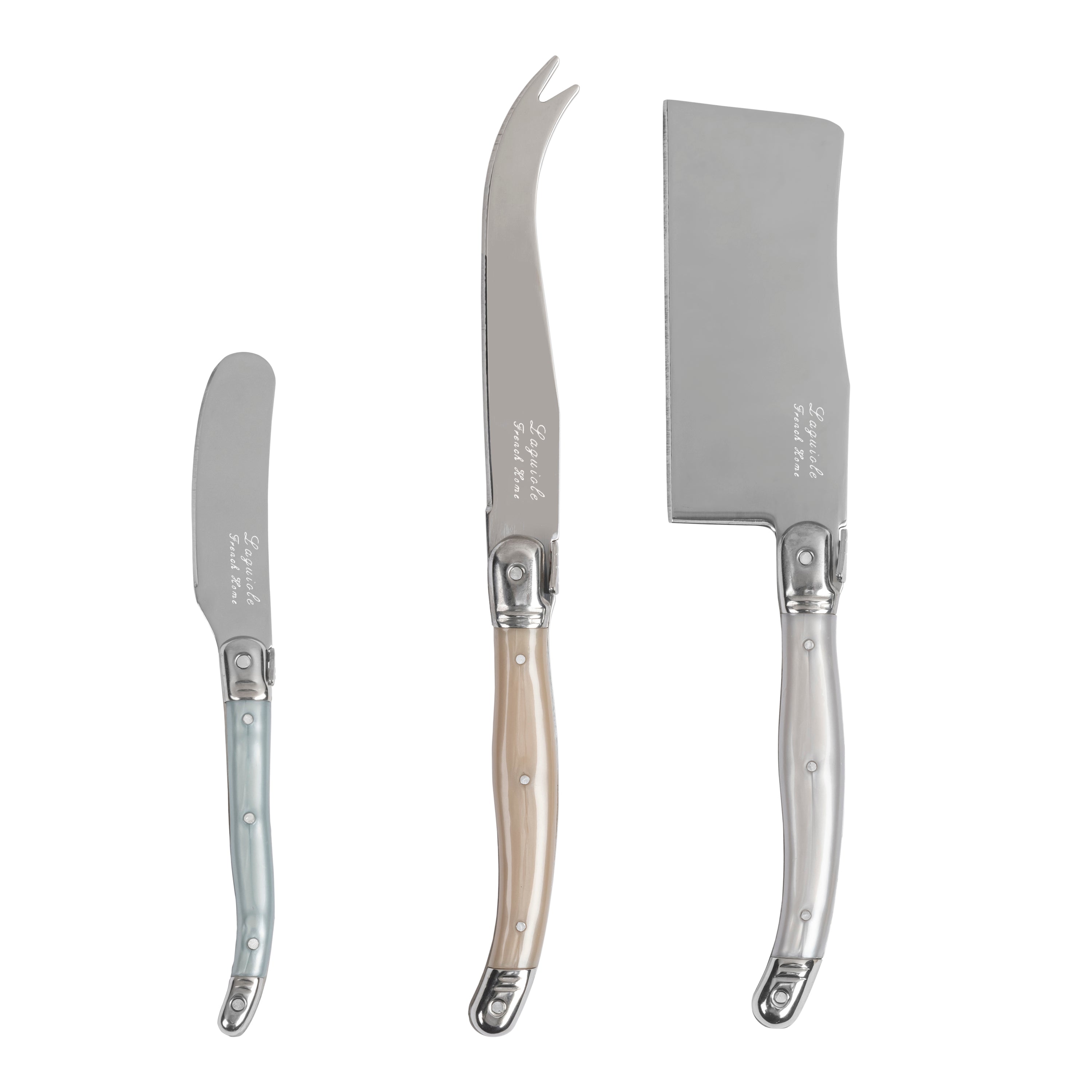 French Home 3-Piece Laguiole Cheese Knife Set with Mother of Pearl Han