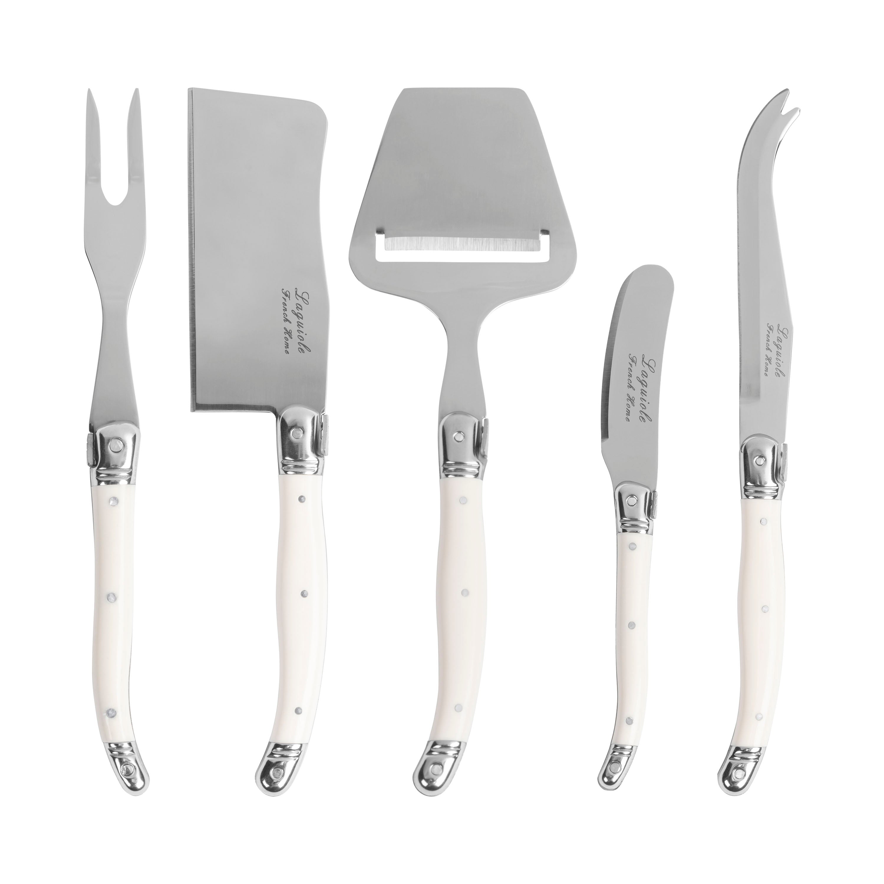 French Home 5-Piece Laguiole Cheese Knife, Fork, and Slicer Set with F