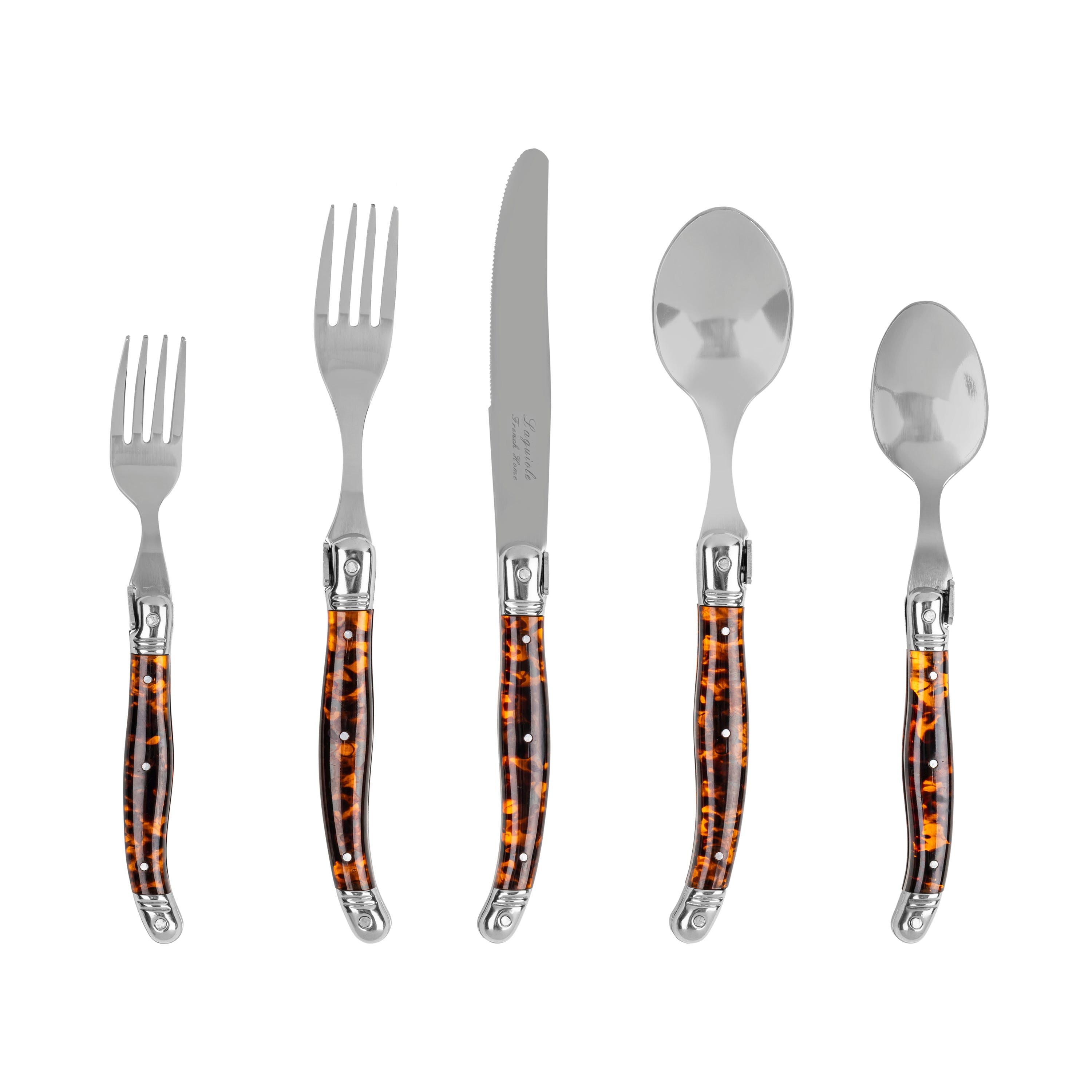 French Home Laguiole Connoisseur 20-Piece 18/10 Flatware Set with Tort