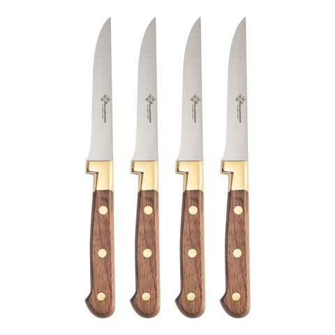 Au Nain Prince Gastronome Set of 4 Steak Knives with Rose Wood Handles