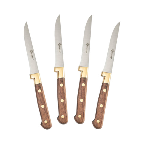 Au Nain Prince Gastronome Set of 4 Steak Knives with Rose Wood Handles