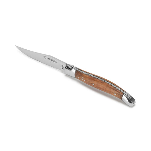 Au Nain Laguiole Set of 4 Steak Knives with Olive Wood Handles