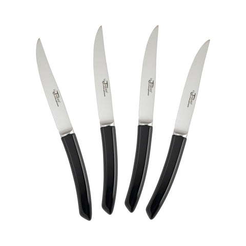 Au Nain "Le Thiers Prince Gastronome" Set of 4 Steak Knives with Black Handles