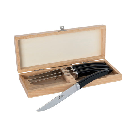Au Nain "Le Thiers Prince Gastronome" Set of 4 Steak Knives with Black Handles