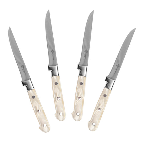 Au Nain, Set of 4 Steak Knives, with Pearlized Champagne Handles