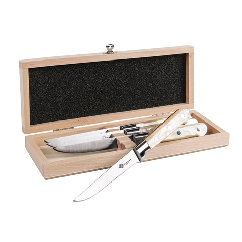 Au Nain, Set of 4 Steak Knives, with Pearlized Champagne Handles
