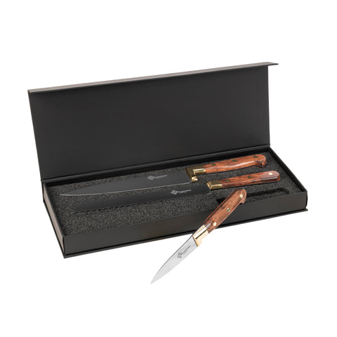Au Nain, Prince Gastronome, 3-Piece Kitchen Knife Set with Rose Wood Handles