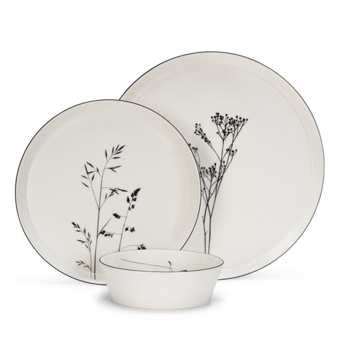 French Home 12-Piece Meadow Flower Porcelain Dinnerware Set