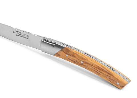 Goyon-Chazeau Set of 4 Pirou Castle Steak Knives with Olive Wood Handles