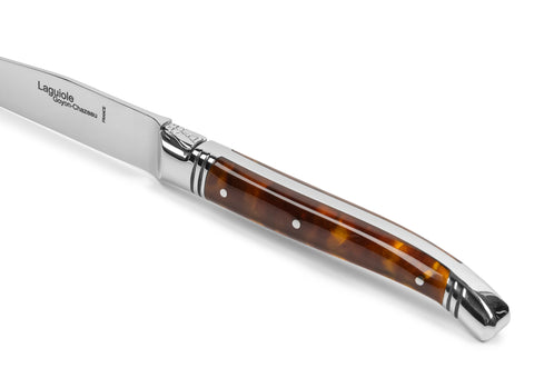 Goyon-Chazeau Set of 4 Laguiole Steak Knives with Tortoise Shell Handles