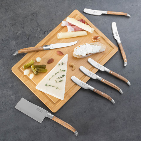 French Home Connoisseur 8-Piece Laguiole Cheese Knife, Spreader and Board Set