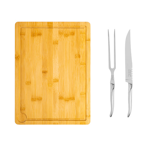 French Home Laguiole Stainless-Steel Carving Set with Wood Cutting Board