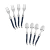 French Home Laguiole Coffee Spoons and Cake Forks, Set of 8, Navy