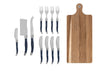 French Home Laguiole 12-Piece Navy Charcuterie Set with Wood Board