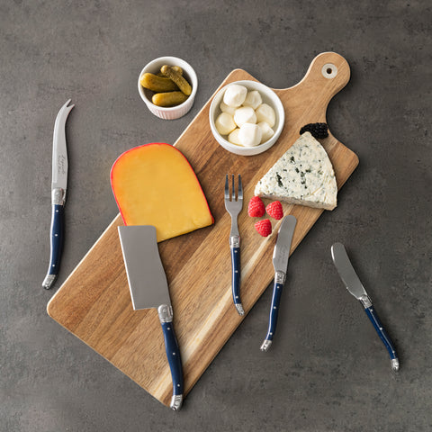 French Home Laguiole 12-Piece Navy Charcuterie Set with Wood Board