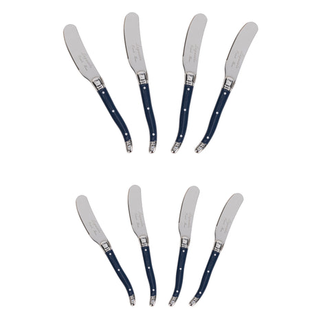 French Home Laguiole Set of 8 Spreaders with Navy Handles