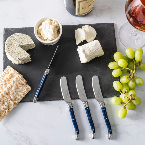 French Home Laguiole Set of 8 Spreaders with Navy Handles