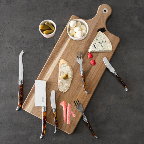 French Home 12-Piece Laguiole Tortoise Shell Charcuterie Set with Wood Board