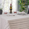 French Home 71" x 119" Black and Cream Multi-Striped Tablecloth