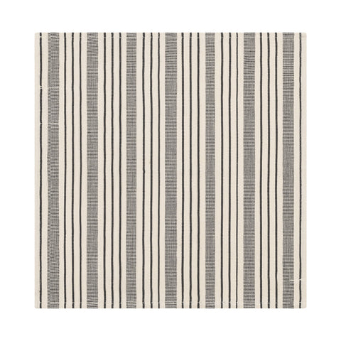 French Home Set of 4 Black and Cream Multi-Striped Napkins
