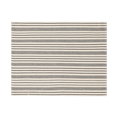 French Home Set of 4 Black and Cream Multi-Striped Placemats