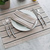 French Home Set of 4 Black and Cream Multi-Striped Placemats