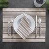 French Home Set of 4 Black and Cream Multi-Striped Placemats