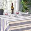 French Home 71" x 95" Blue and Cream Striped Tablecloth
