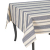 French Home 71" x 95" Blue and Cream Striped Tablecloth