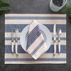French Home Set of 4 Blue and Cream Striped Napkins