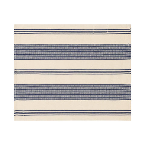 French Home Set of 4 Blue and Cream Striped Placemats