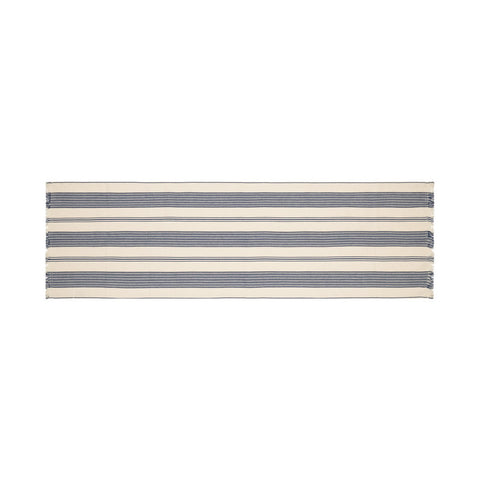 French Home 18”x 57” Blue and Cream Striped Table Runner