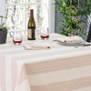 French Home 71" x 119" Cream and Tan Striped Tablecloth