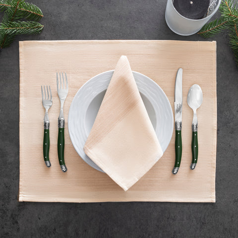 French Home Set of 4 Cream and Tan Striped Napkins