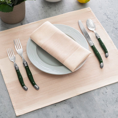 French Home Set of 4 Cream and Tan Striped Napkins