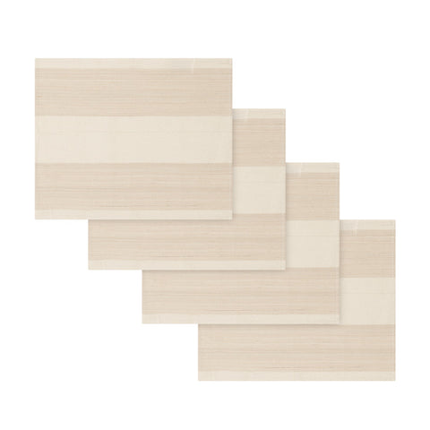 French Home Set of 4 Cream and Tan Striped Placemats