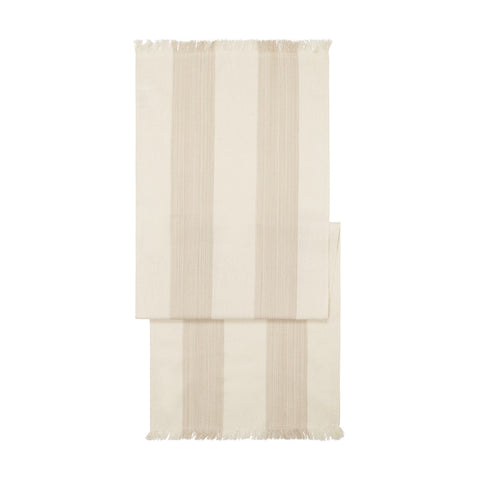 French Home 18”x 57” Cream and Tan Striped Runner