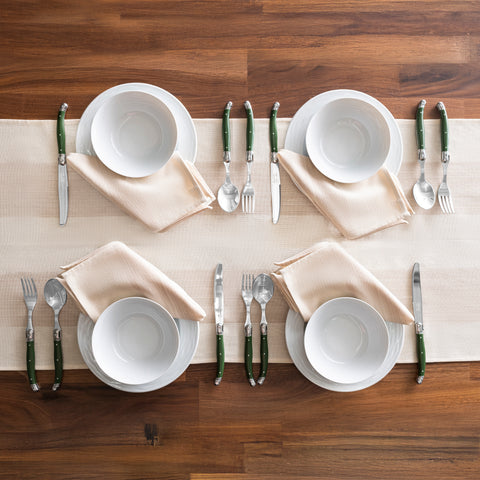 French Home 18”x 57” Cream and Tan Striped Runner