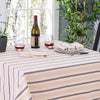 French Home 63”x 63” Cream, Blue, and Pink Striped Tablecloth