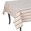 French Home 71" x 95" Cream, Blue, and Pink Striped Tablecloth