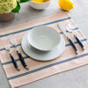 French Home Set of 4 Cream, Blue, and Pink Striped Placemats