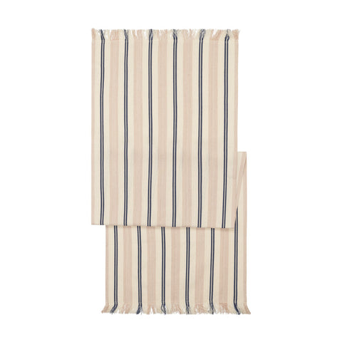 French Home 18”x 57” Cream, Blue, and Pink Striped Table Runner