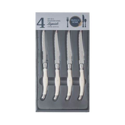 French Home Set of 4 Laguiole Faux Ivory Steak Knives