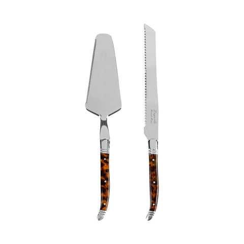 French Home Connoisseur Laguiole 2-Piece Cake and Pie Server Set with Tortoise Shell Handles