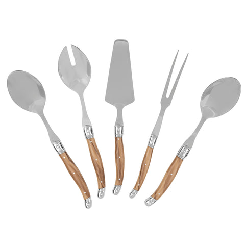 French Home 5 Piece Laguiole Hostess Set - Faux Olive Wood Handles