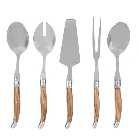 French Home 5 Piece Laguiole Hostess Set - Faux Olive Wood Handles