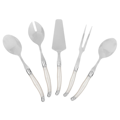 French Home 5 Piece Laguiole Hostess Set - Pearlized White Handles