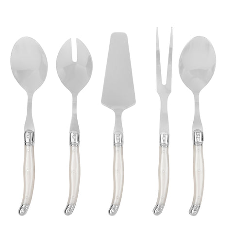 French Home 5 Piece Laguiole Hostess Set - Pearlized White Handles