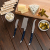 French Home 3-Piece Laguiole Cheese Knife Set with Navy Handles