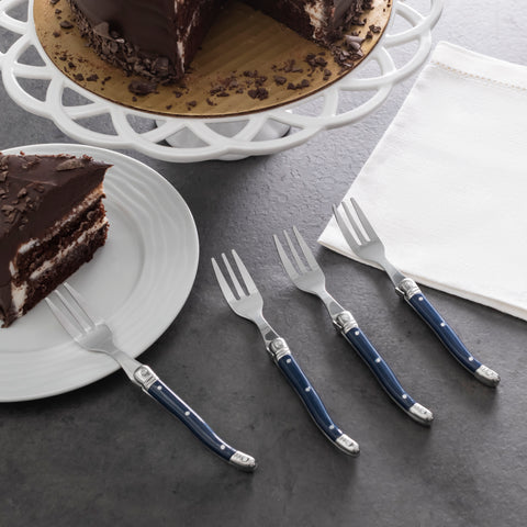 French Home Laguiole Cake Forks, Set of 4, Navy